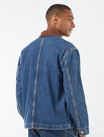 Giacca in denim con collo in velluto a coste