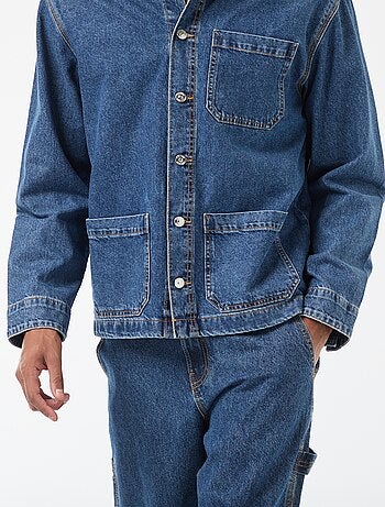 Giacca in denim con collo in velluto a coste
