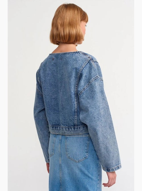Giacca in denim corta con cintura stile biker dilvin - Kiabi Giacca in denim corta con cintura stile biker dilvin - Kiabi