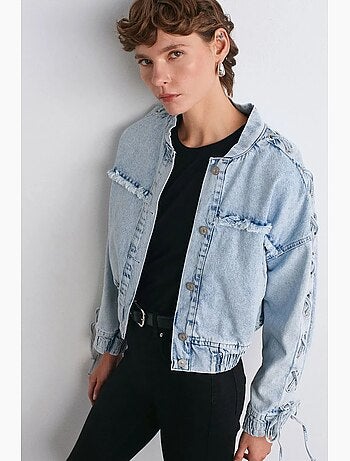Giacca in denim corta con colletto camicia dilvin