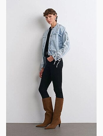 Giacca in denim corta con colletto camicia dilvin