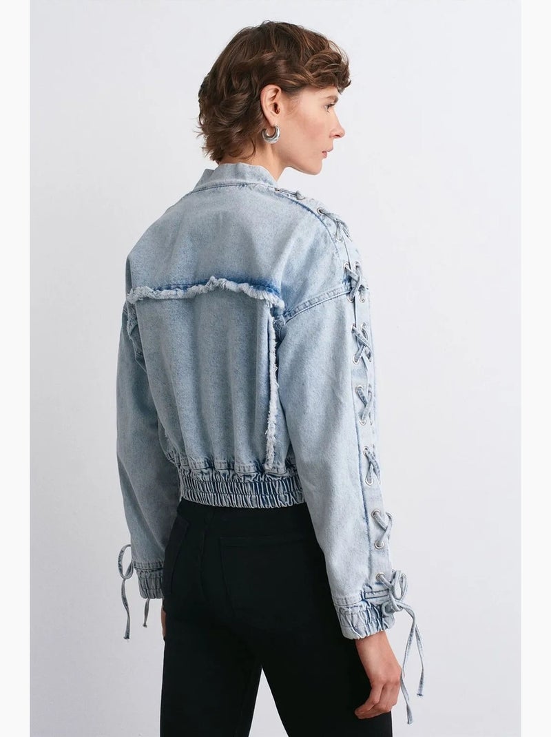 Giacca in denim corta con colletto camicia dilvin Blu chiaro - Kiabi