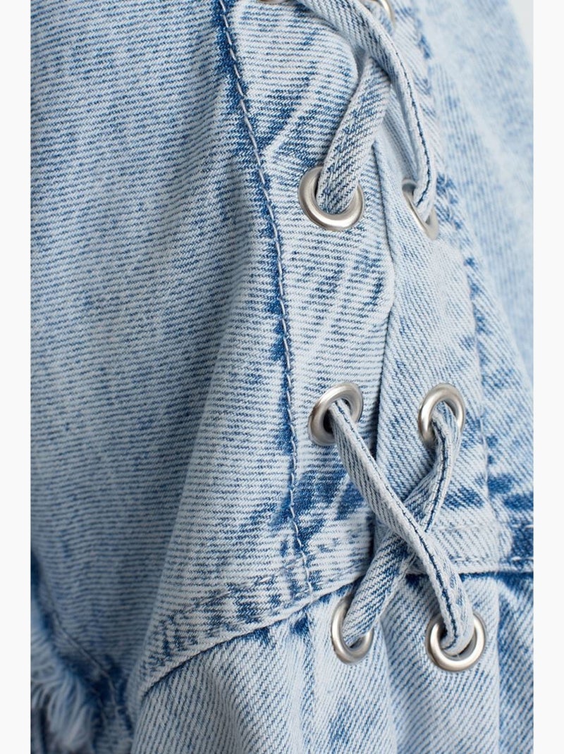 Giacca in denim corta con colletto camicia dilvin Blu chiaro - Kiabi