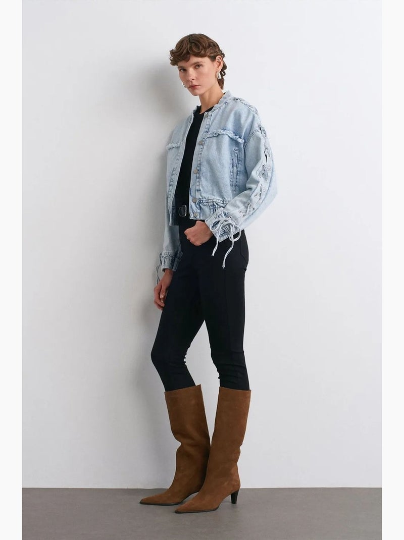 Giacca in denim corta con colletto camicia dilvin Blu chiaro - Kiabi
