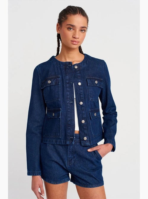 Giacca in denim di cotone con bottoni dilvin - Kiabi Giacca in denim di cotone con bottoni dilvin - Kiabi