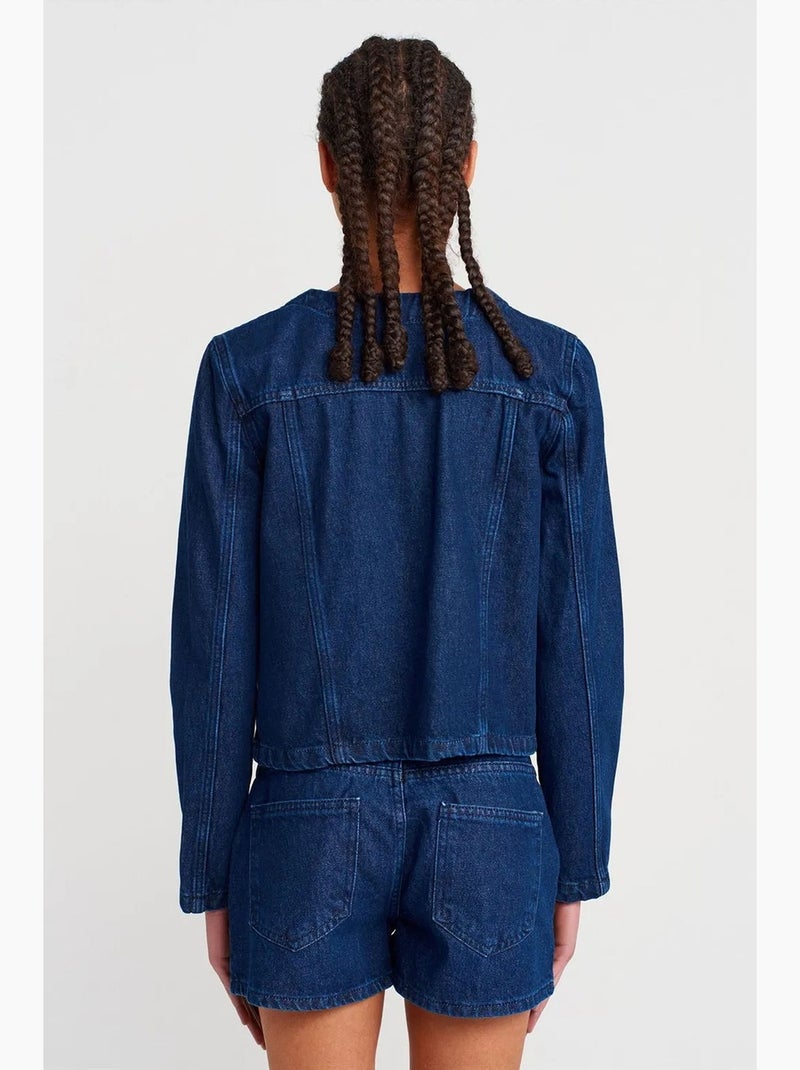 Giacca in denim di cotone con bottoni dilvin Blu oltremare - Kiabi