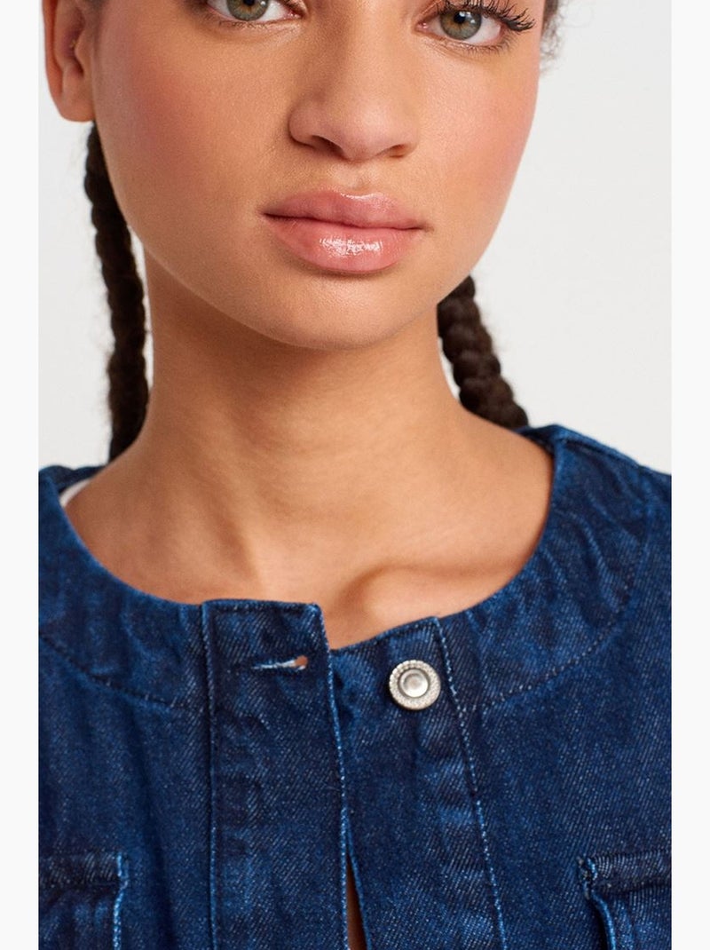 Giacca in denim di cotone con bottoni dilvin Blu oltremare - Kiabi