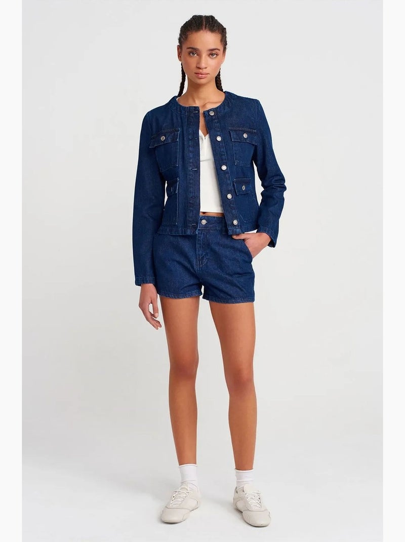Giacca in denim di cotone con bottoni dilvin Blu oltremare - Kiabi