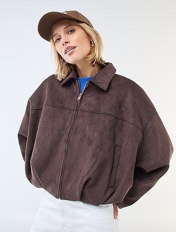 Giacca in ecamoscio tinta unita