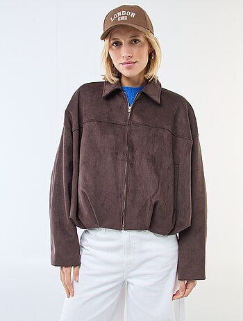 Giacca in ecamoscio tinta unita