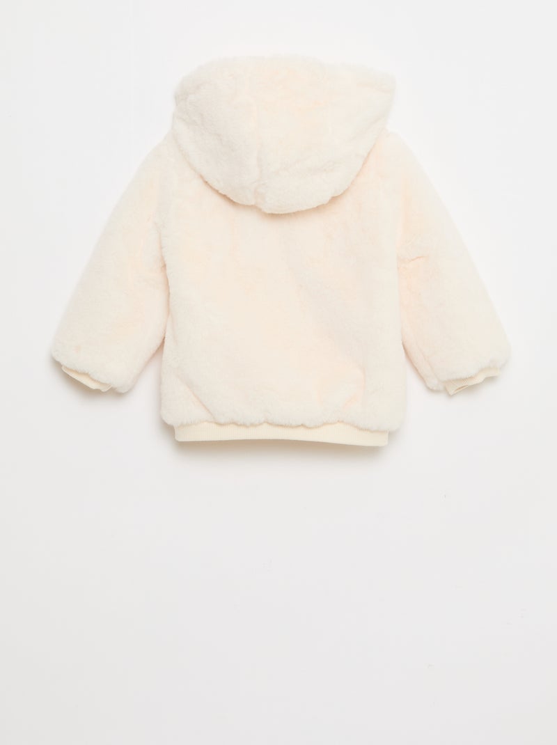 Giacca in finta pelliccia con cappuccio Bianco Neonata