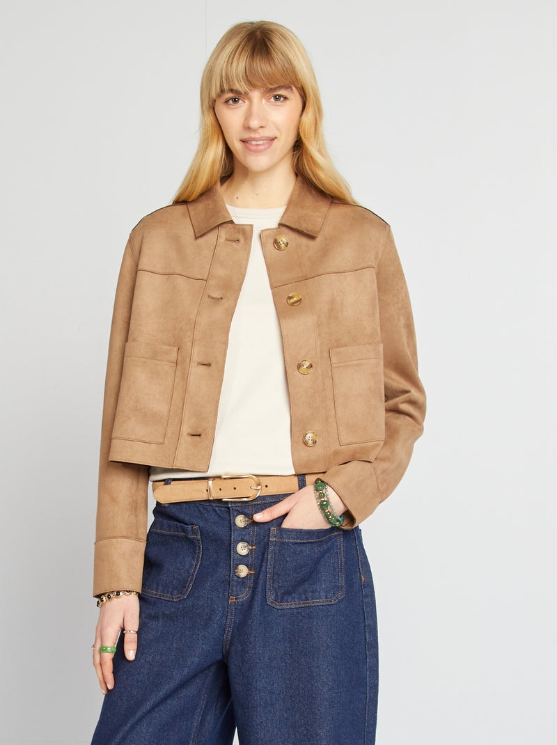 Giacca in finto camoscio con tasche BEIGE - Kiabi