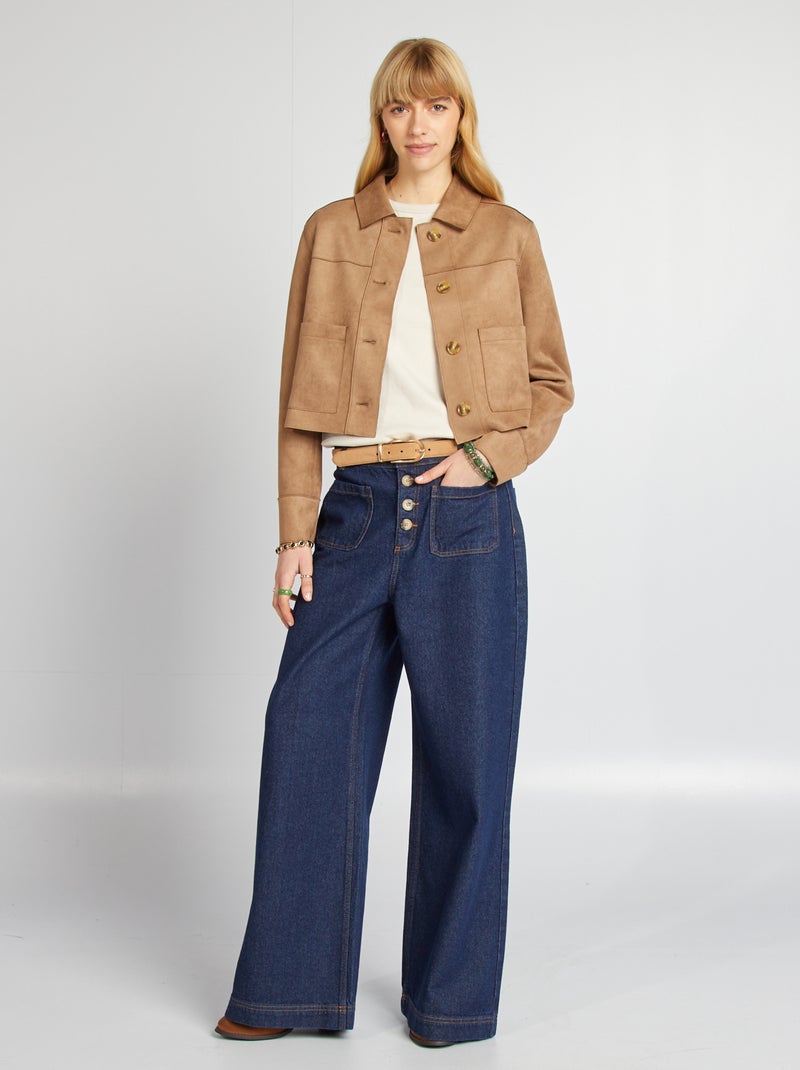 Giacca in finto camoscio con tasche BEIGE - Kiabi