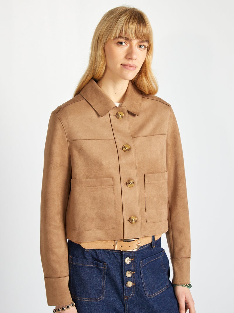 Giacca in finto camoscio con tasche BEIGE - Kiabi
