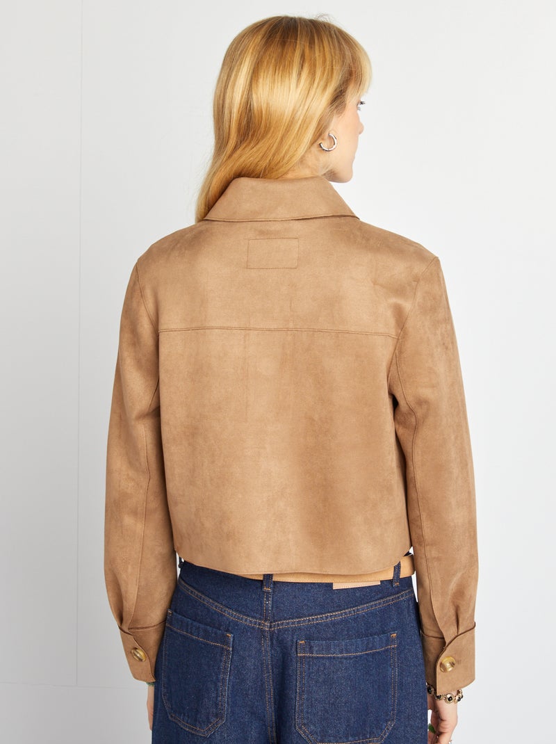 Giacca in finto camoscio con tasche BEIGE - Kiabi