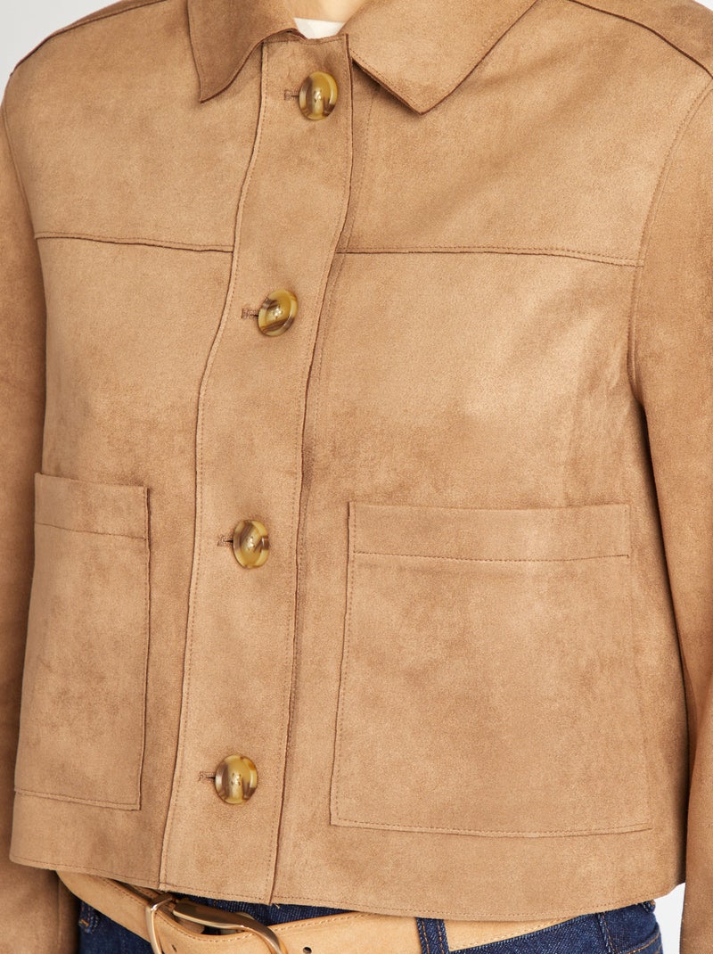 Giacca in finto camoscio con tasche BEIGE - Kiabi