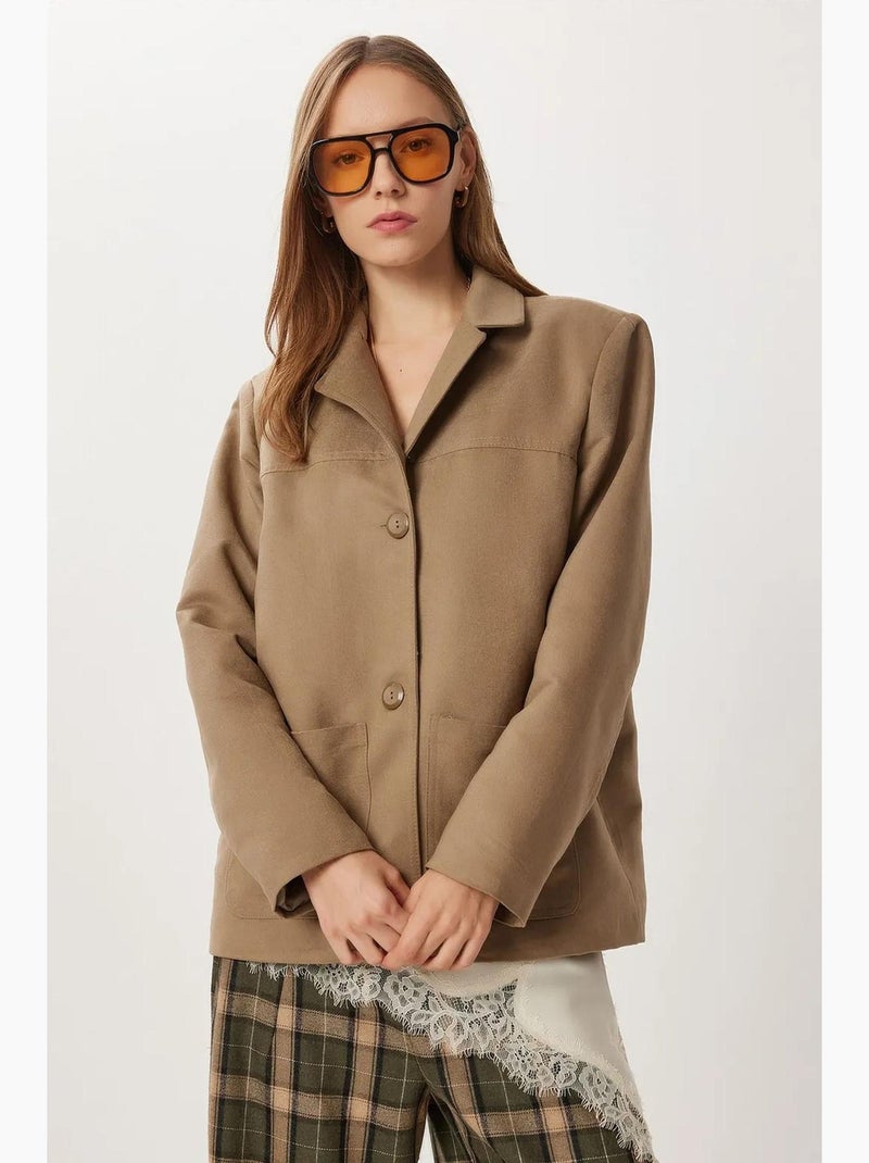 Giacca in gabardine con bottoni e tasche istanbul Beige argilla - Kiabi