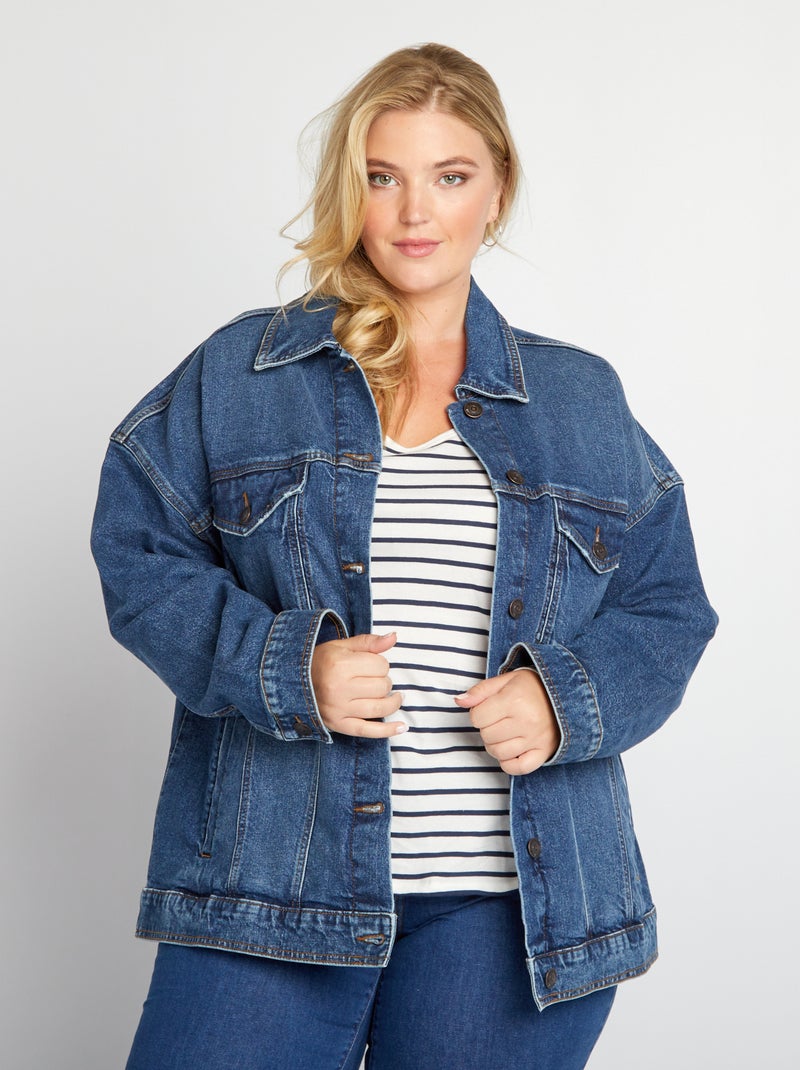 Gilet In Jeans Elasticizzato Molto Femminile - Blu Denim - Foto 3