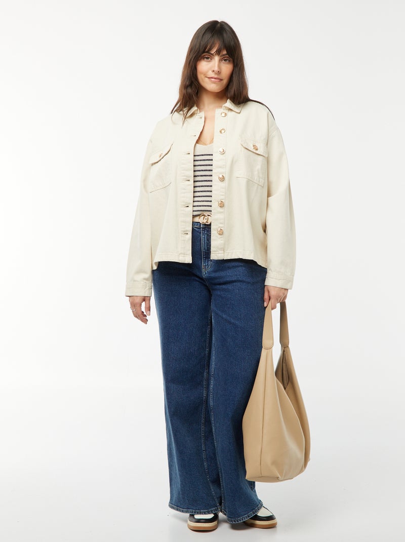 Giacca in jeans con allacciatura con bottoni dorati BIANCO - Kiabi