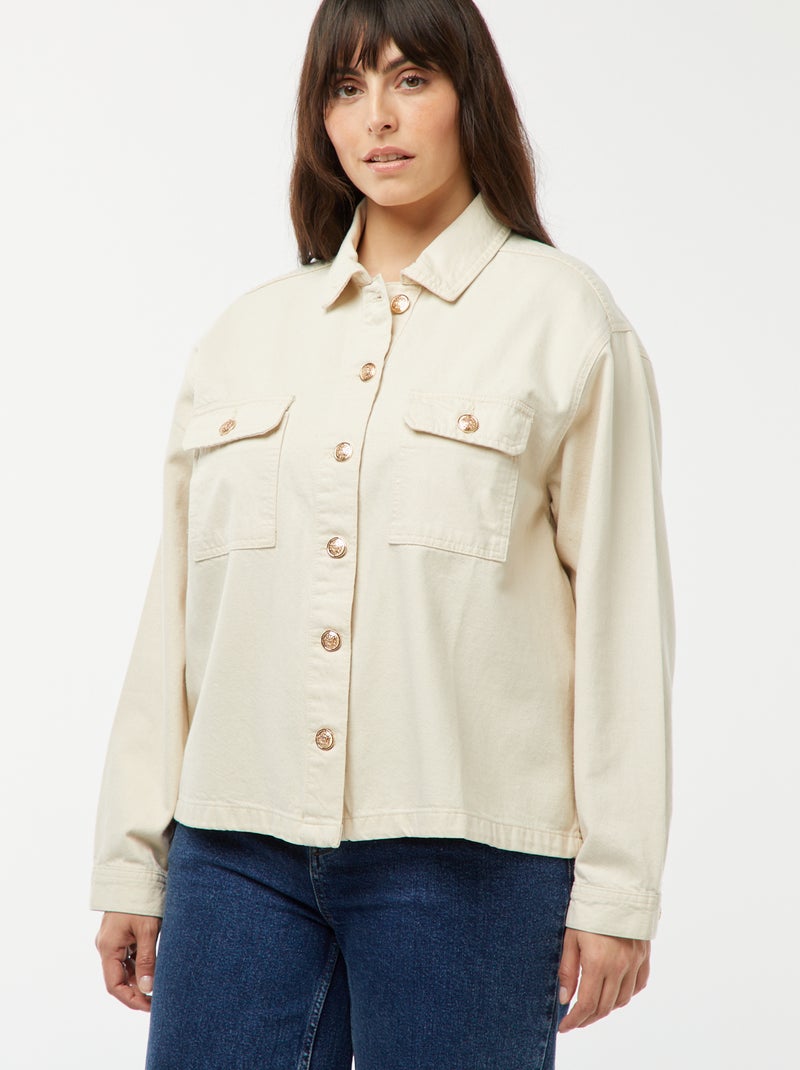 Giacca in jeans con allacciatura con bottoni dorati BIANCO - Kiabi