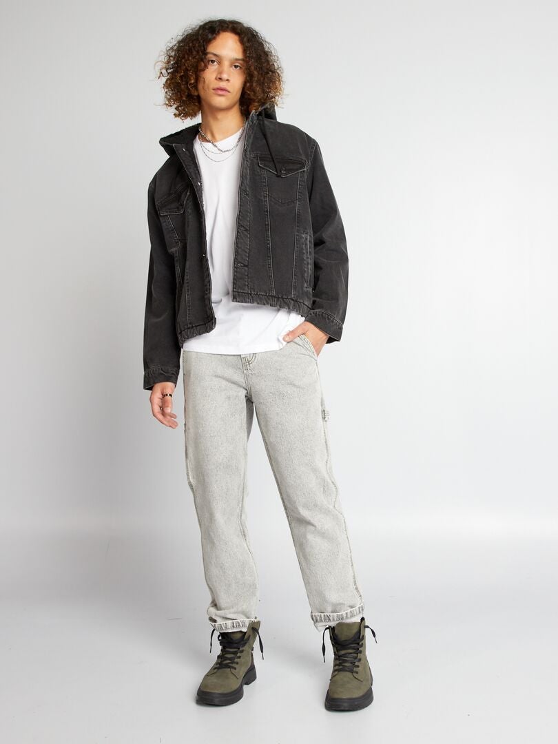 Giacca in jeans con cappuccio Nero - Kiabi