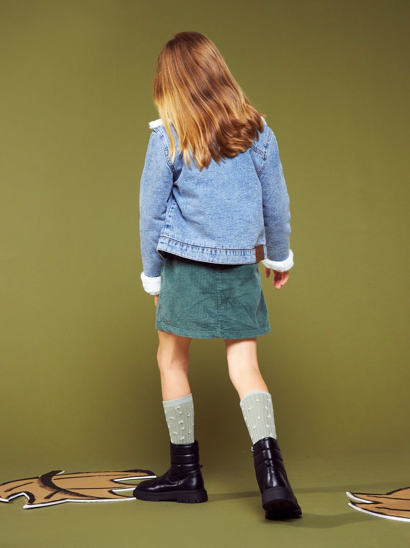 Giacca Di Jeans Imbottita Per Bambine 1-6 Anni - Cappotto Denim Con Pelliccia, Caldo E Alla Moda Per L'Inverno