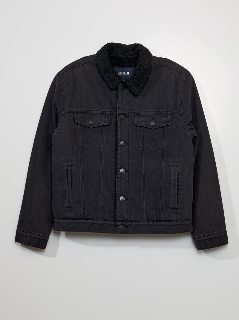 Giacca in jeans con effetto montone NERO - Kiabi