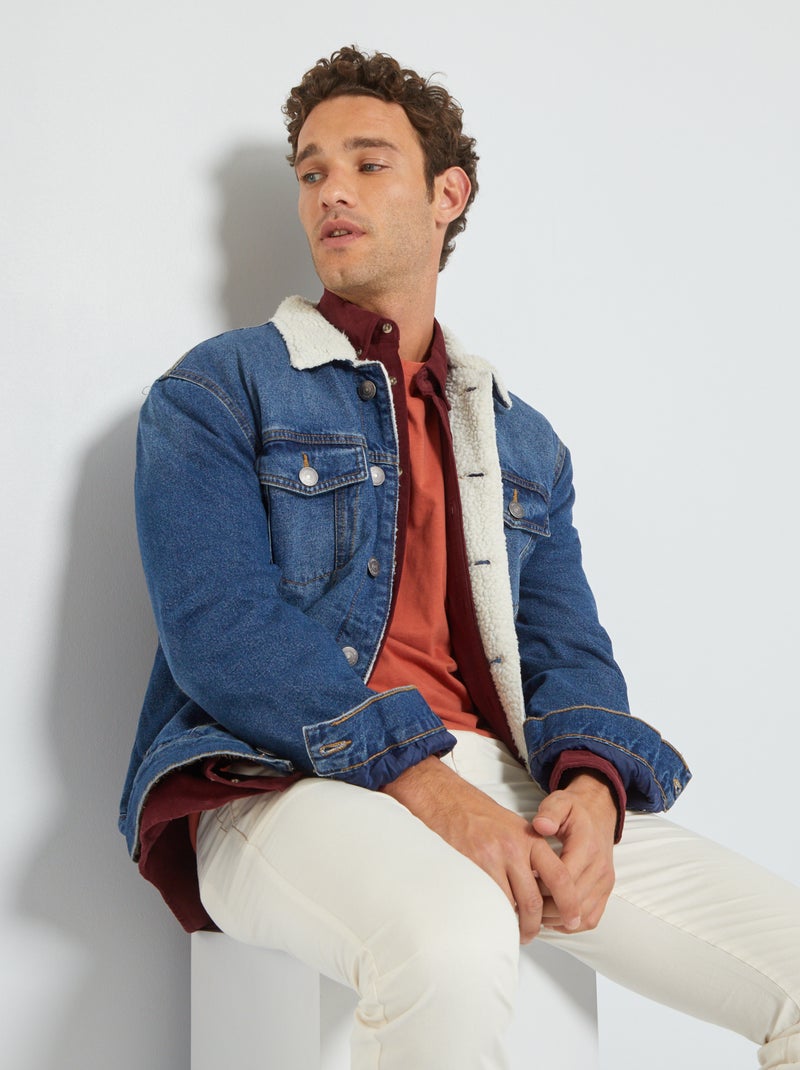 Giacca in jeans con interno effetto montone BLU - Kiabi