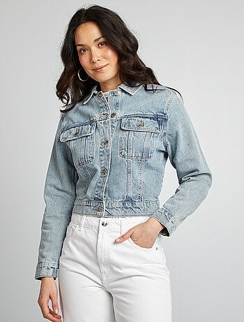 Giacca in jeans con maniche lunghe e tasche con patta sul petto