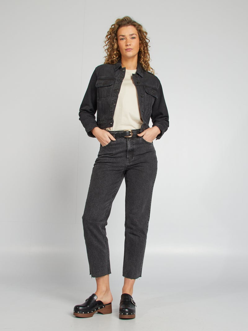 Giacca in jeans con maniche lunghe e tasche con patta sul petto GRIGIO - Kiabi