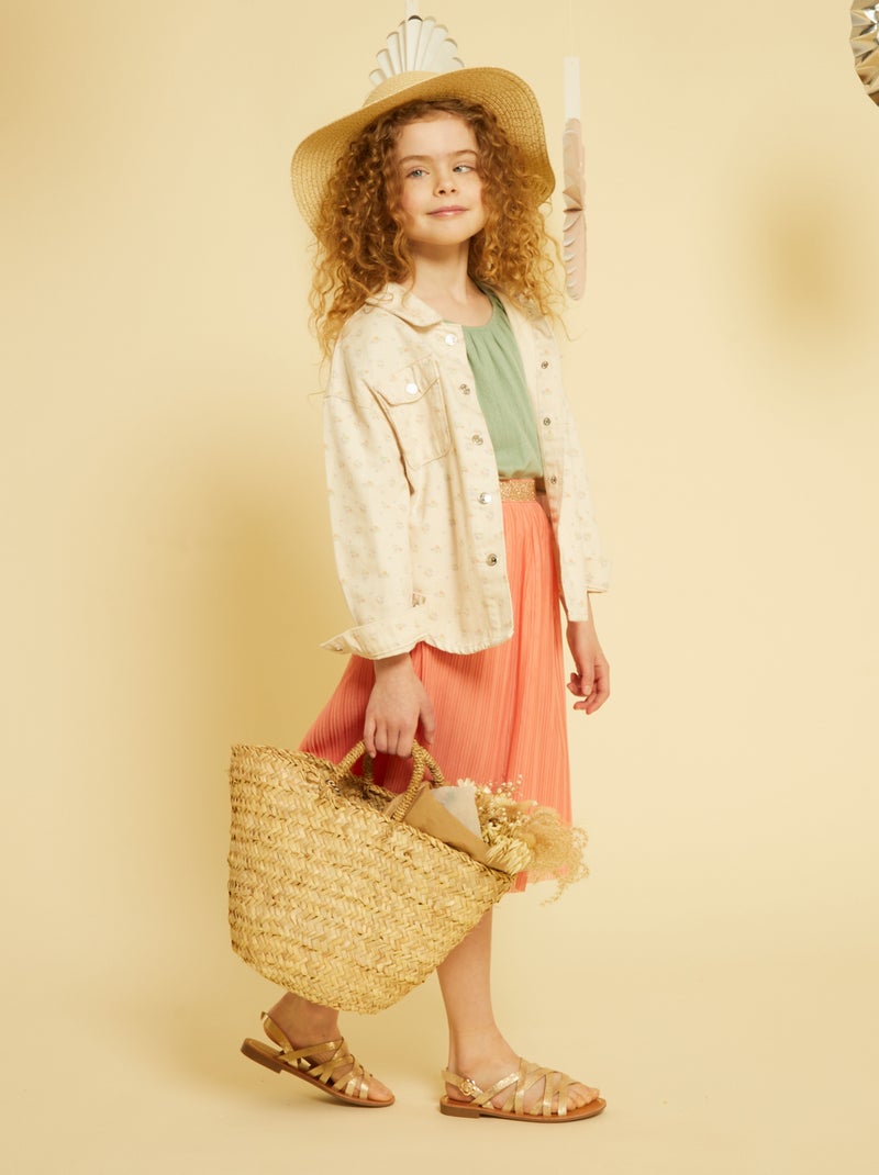 Giacca in jeans con ricamo fantasia BEIGE - Kiabi