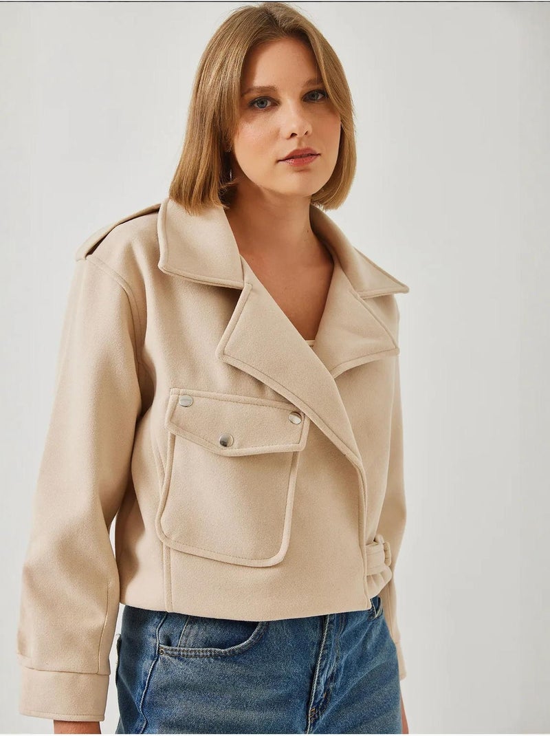 Giacca in lana con tasca singola lucci Beige argilla - Kiabi