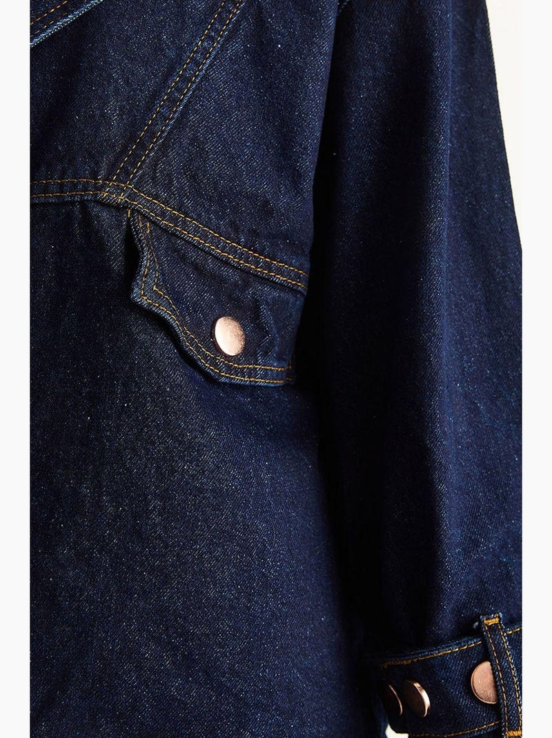 Giacca in look denim con colletto a camicia e chiusura con bottoni lucci Blu marino - Kiabi