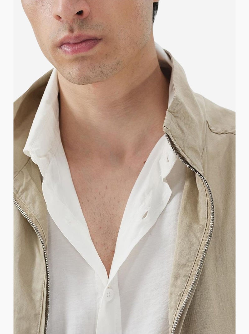 Giacca in lyocell e lino con zip giesto Beige argilla - Kiabi