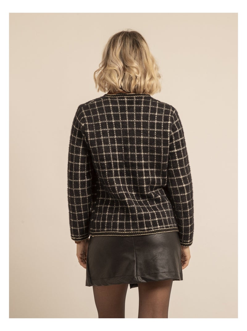 Giacca in maglia a quadri URVINA Nero - Kiabi