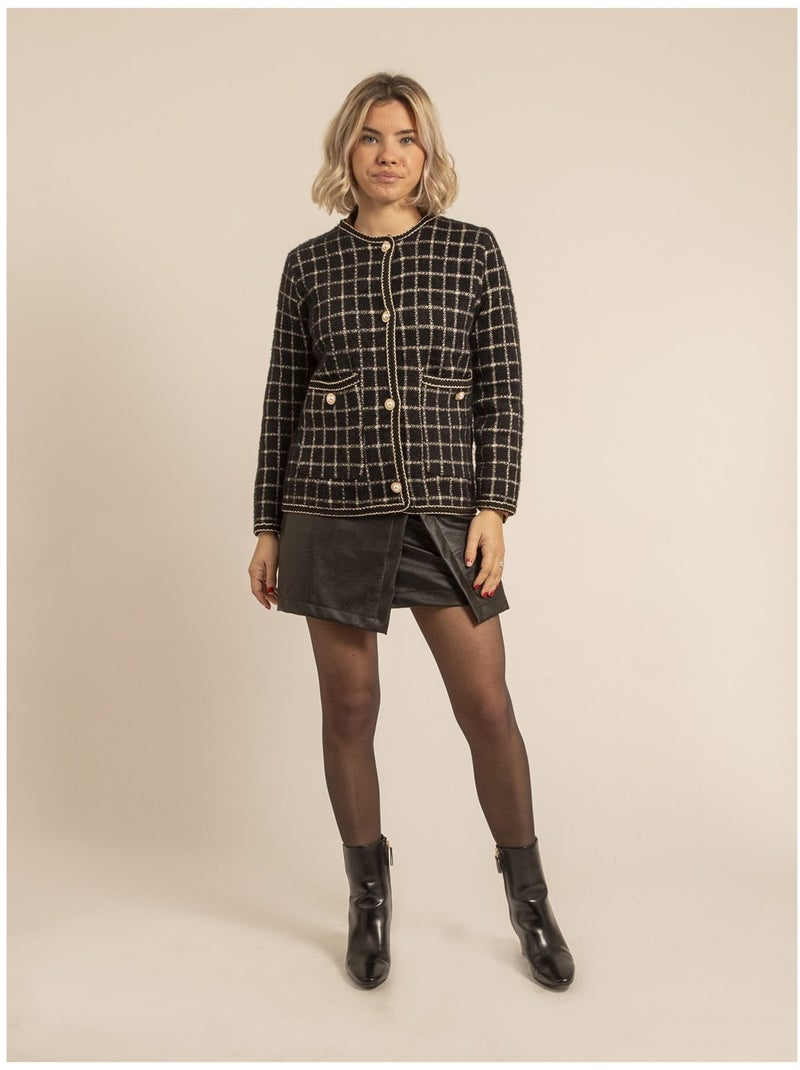 Giacca in maglia a quadri URVINA Nero - Kiabi