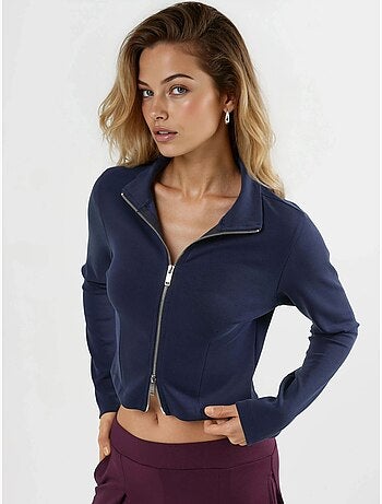Giacca in maglia aderente con chiusura a zip busem