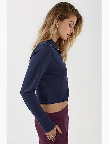 Giacca in maglia aderente con chiusura a zip busem
