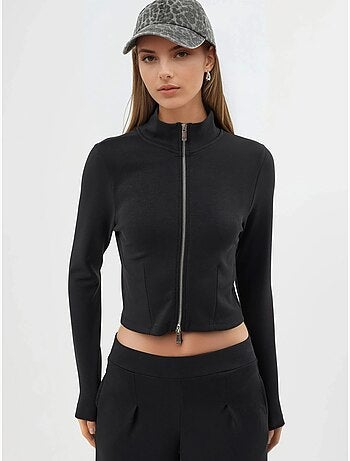 Giacca in maglia aderente con chiusura a zip busem