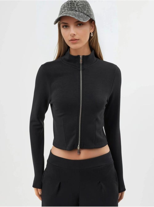 Giacca in maglia aderente con chiusura a zip busem - Kiabi Giacca in maglia aderente con chiusura a zip busem - Kiabi