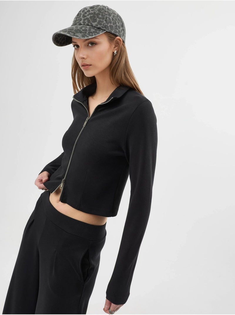 Giacca in maglia aderente con chiusura a zip busem Nero - Kiabi