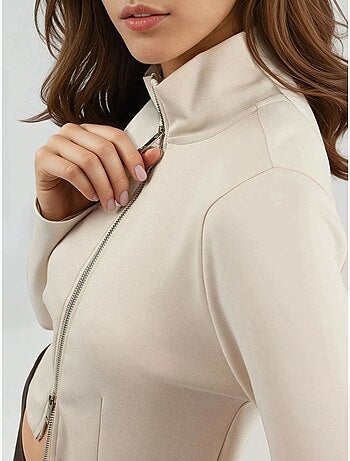 Giacca in maglia aderente con chiusura a zip busem