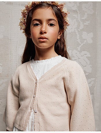 Giacca in maglia di cotone con dettagli smerlati