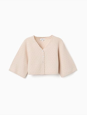 Giacca in maglia di cotone con dettagli smerlati