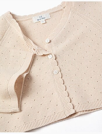 Giacca in maglia di cotone con dettagli smerlati