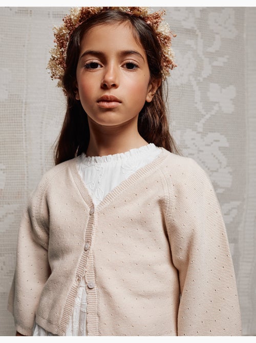 Giacca in maglia di cotone con dettagli smerlati - Kiabi