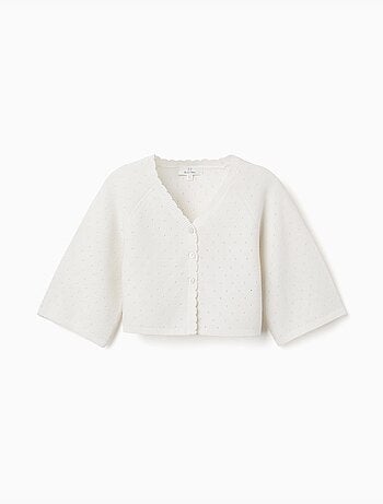 Giacca in maglia di cotone con dettagli smerlati