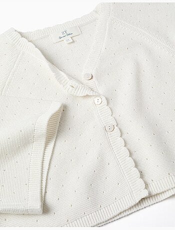 Giacca in maglia di cotone con dettagli smerlati