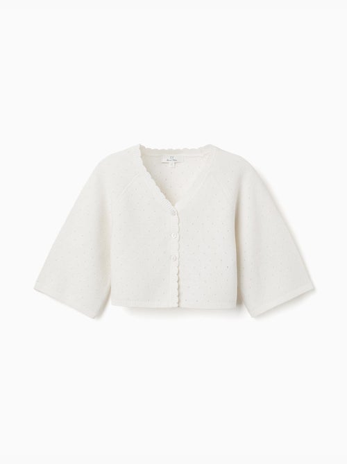 Giacca in maglia di cotone con dettagli smerlati - Kiabi