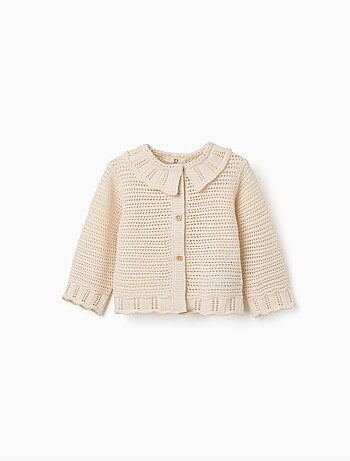 Giacca in maglia di cotone con dettagli traforati